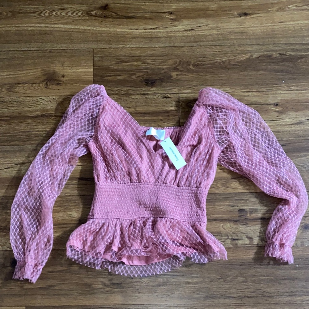 Francesca's Collections Pink Textured Blouse